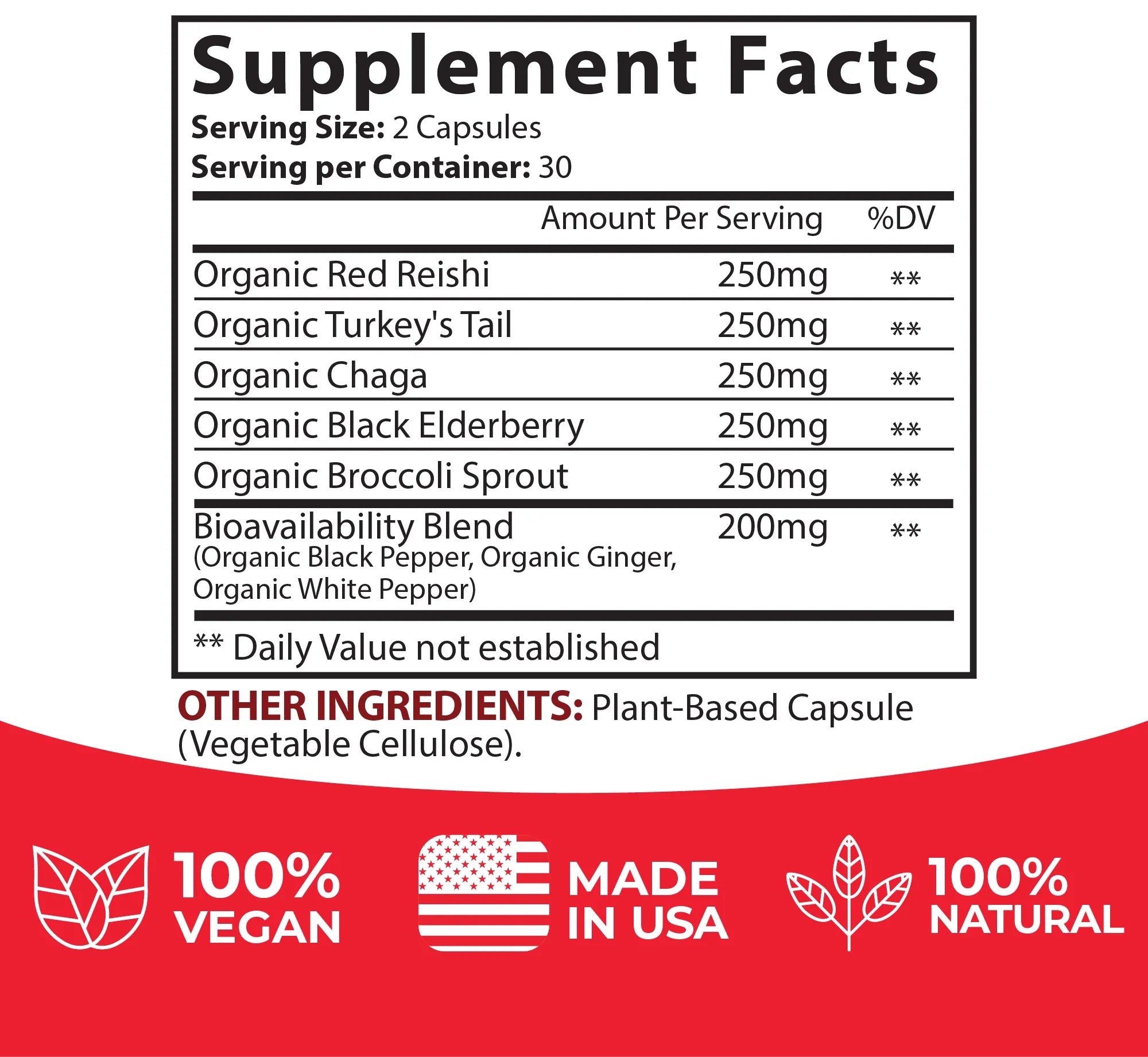 Plant - Based Immunity Blend with Adaptogenic Mushrooms & Elderberry - True Formulas