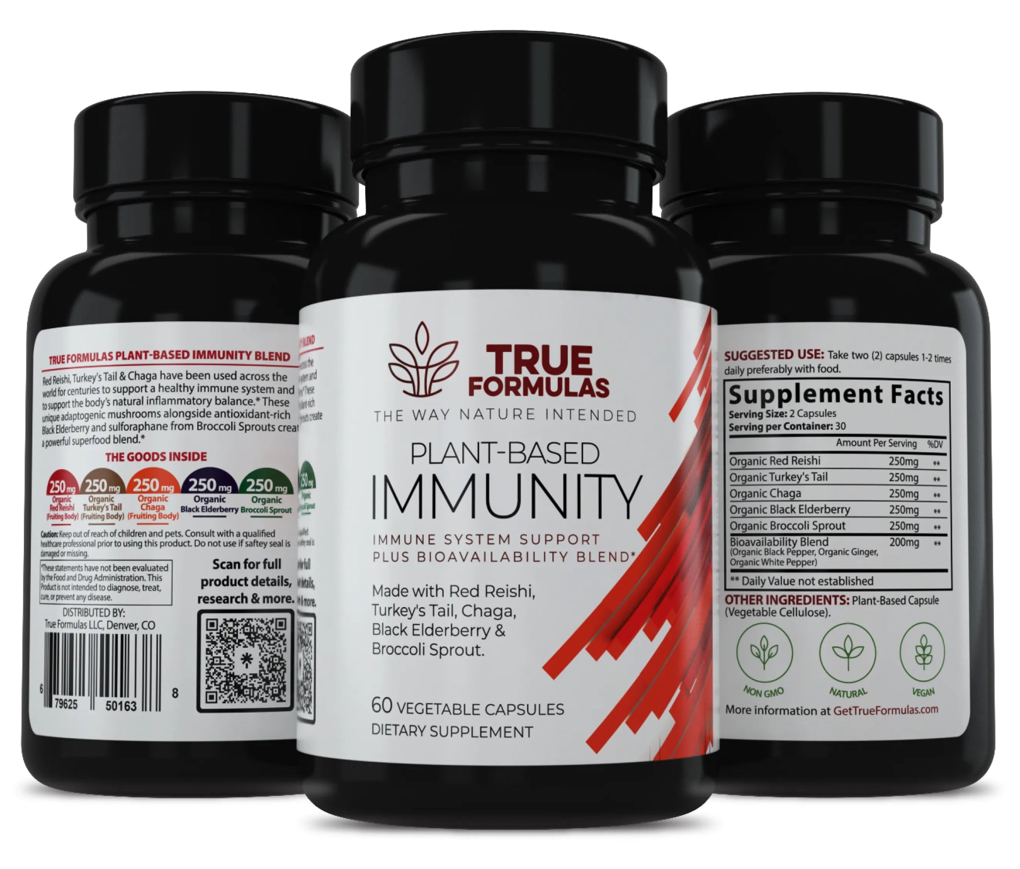 Plant - Based Immunity Blend with Adaptogenic Mushrooms & Elderberry - True Formulas