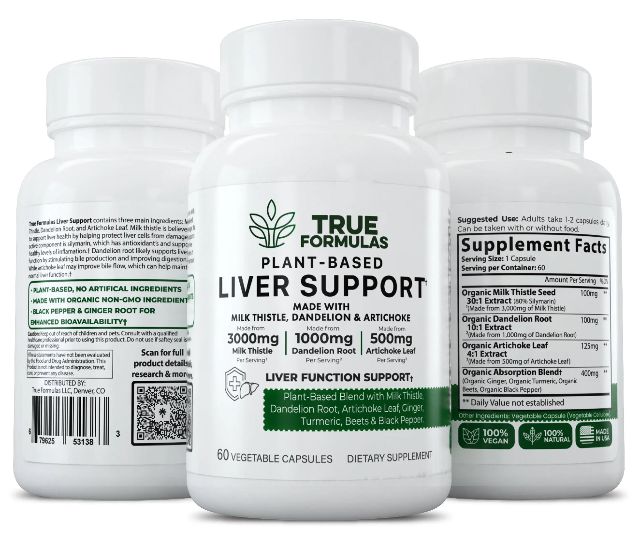 Plant - Based Liver Support Capsules with Organic Milk Thistle - True Formulas
