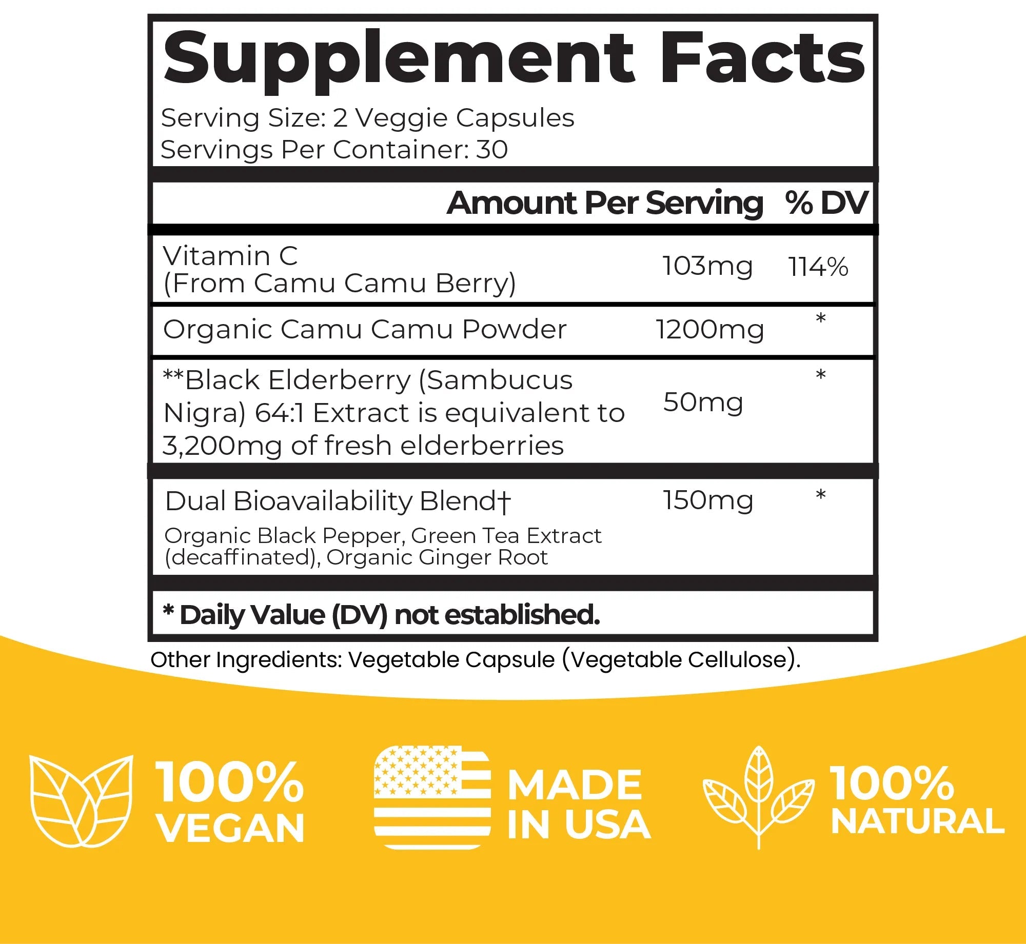 Wholefood Vitamin C + Elderberry Capsules - True Formulas